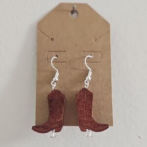 Brown Cowboy Boot Earrings